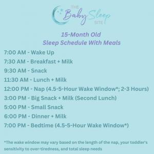 15 maanden oud slaapschema met maaltijden/voedingen