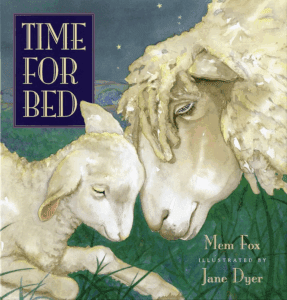 Cover of 'Time for Bed' by Mem Fox, a soothing bedtime story for newborns with gentle rhymes and animal illustrations.