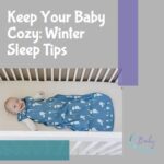 Baby happily resting in crib, in a wearable sleep sack, illustrating Ideal Temperature for Baby’s Room in Winter