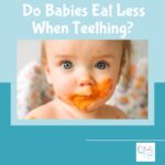 Baby with a closed mouth and baby food on his face, illustrating, Do Babies Eat Less When Teething?