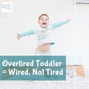 overtired toddler jumping on bed with lots of energy at bedtime
